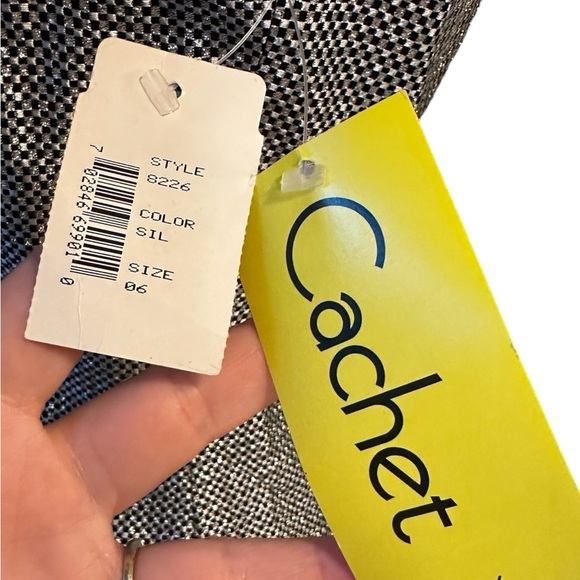 VTG Y2K Cachet Tailored Black Silver & Black Checkered Halter Top Size 6 NWT - Picture 9 of 12